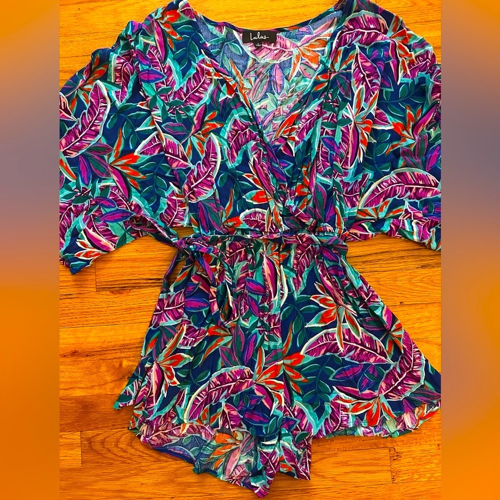 NWOT*Lulus Hypnotized Purple Print Romper L - Picture 9 of 12